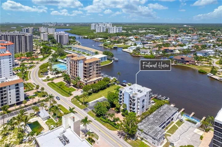 View of urban area with a large body of water