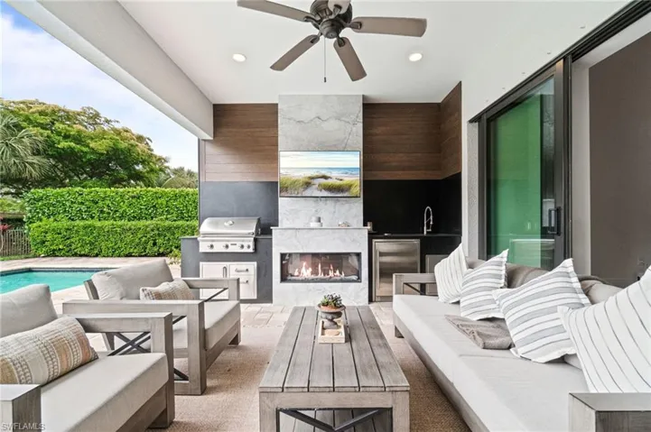 Outdoor Living Room with custom All Season Kitchen