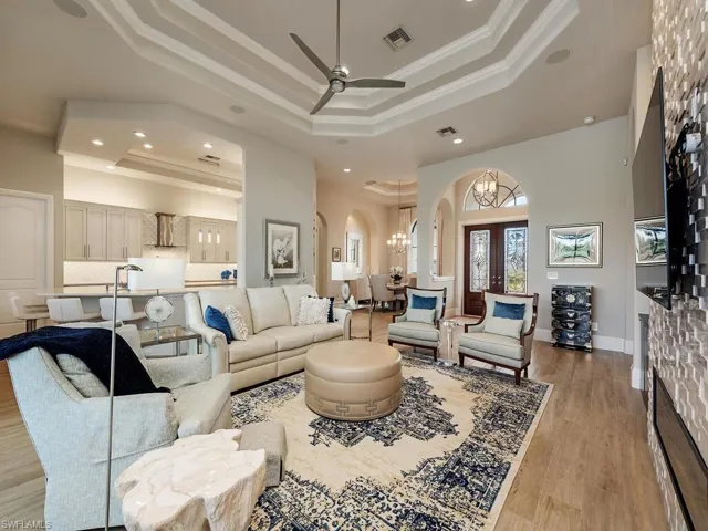 Great room open to to the kitchen area with breakfast bar