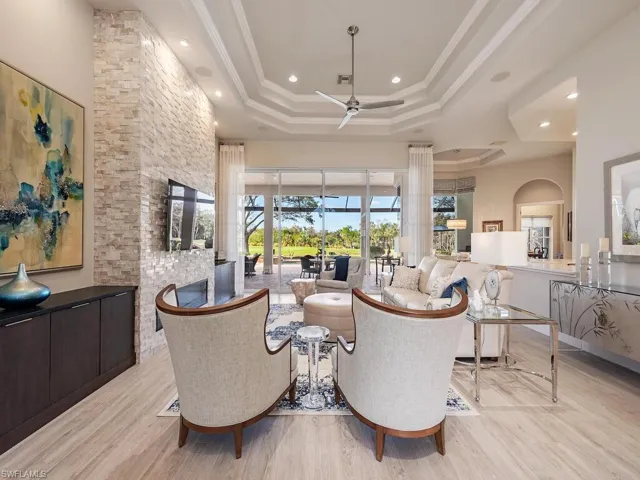 View from entry way - great room with views of pool and beyond