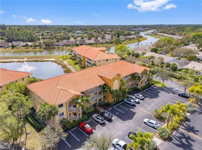 Aerial view of a nearby body of water