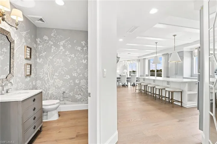 Powder Room Adjacent to Living Area