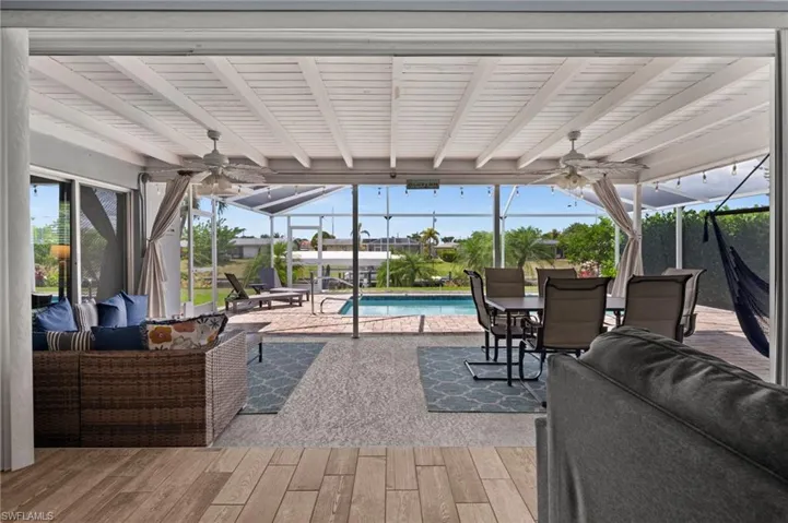 Large lanai with a view of the canal
