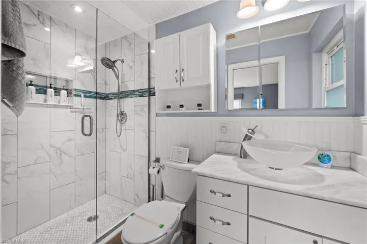 Primary bathroom has been updated