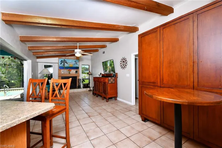 Beamed ceiling, working fireplace, window seat