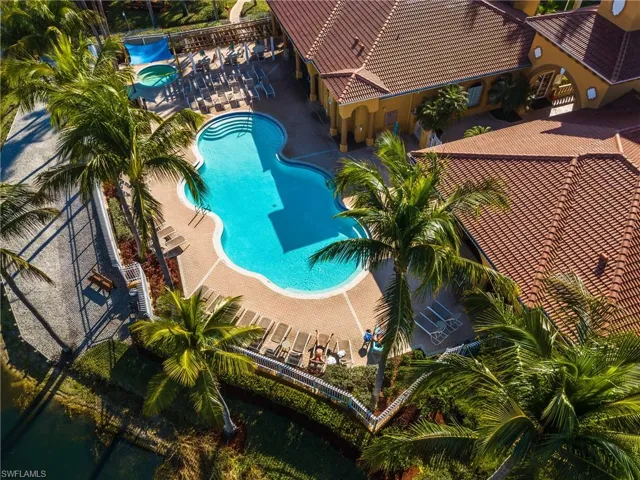 Aerial view of a pool area