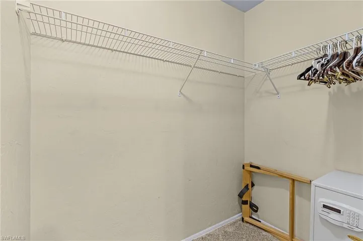 Spacious closet with carpet flooring