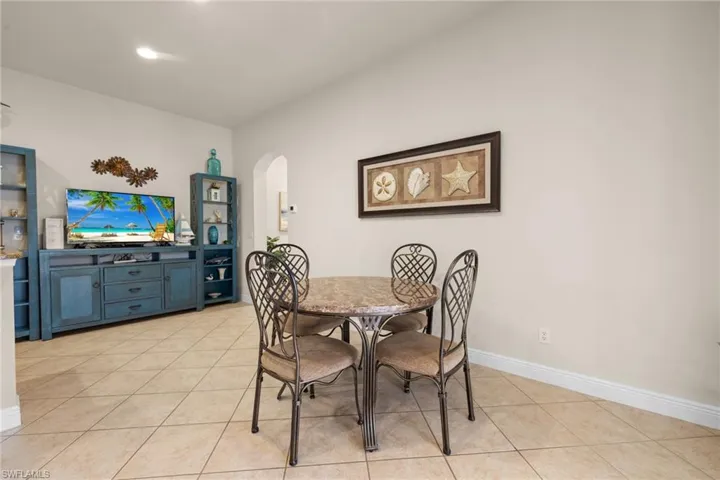 In kitchen dining area.