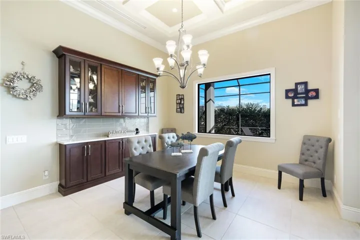 Dining area with built in cabinets