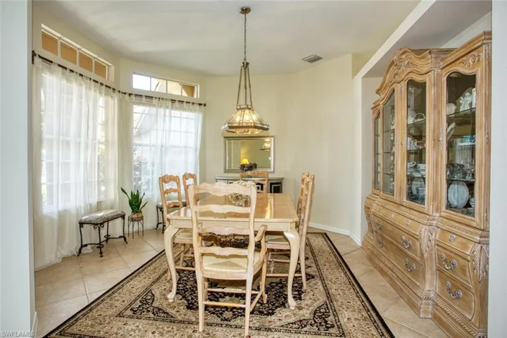 Dining space with light tile