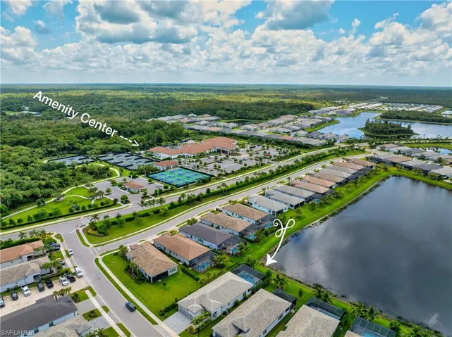 Aerial view of distance from home to the amenities center