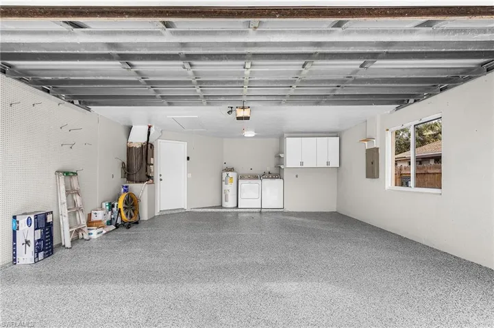 Two bay garage with all newly epoxied flooring.