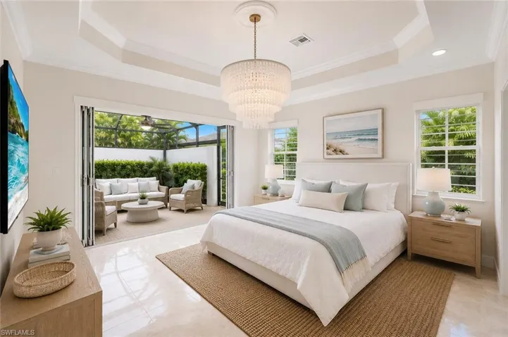 Virtually staged furniture and light fixture