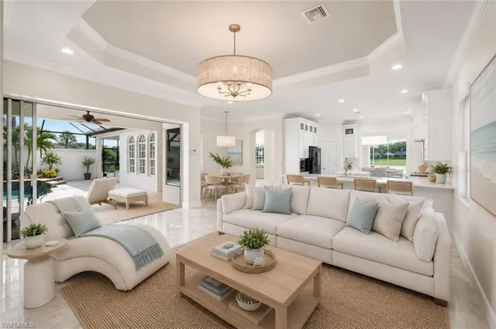 Virtually staged furniture and light fixture