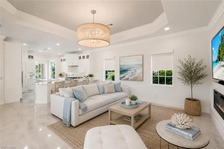 Virtually staged furniture and light fixture