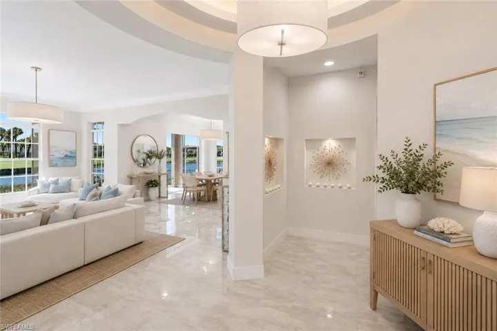 Virtually staged furniture and light fixture