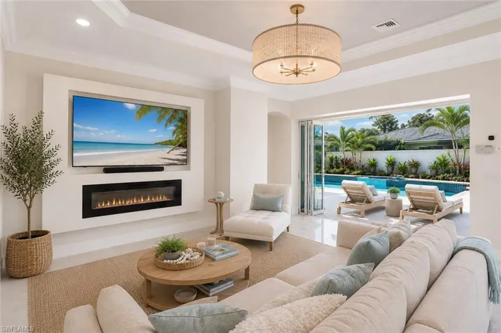 Virtually staged furniture and light fixture
