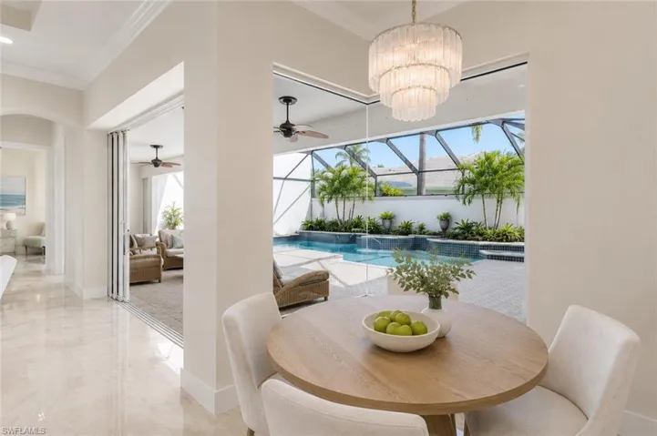 Virtually staged furniture and light fixture