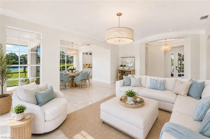 Virtually staged furniture and light fixture
