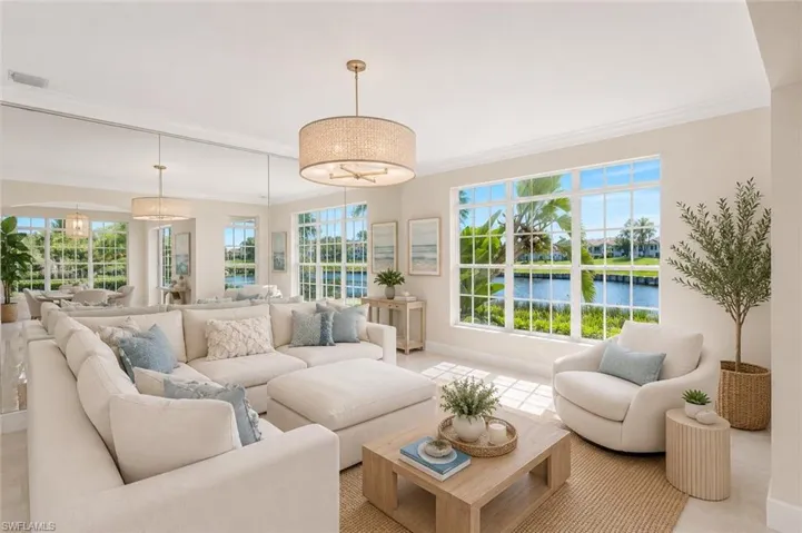 Virtually staged furniture and light fixture