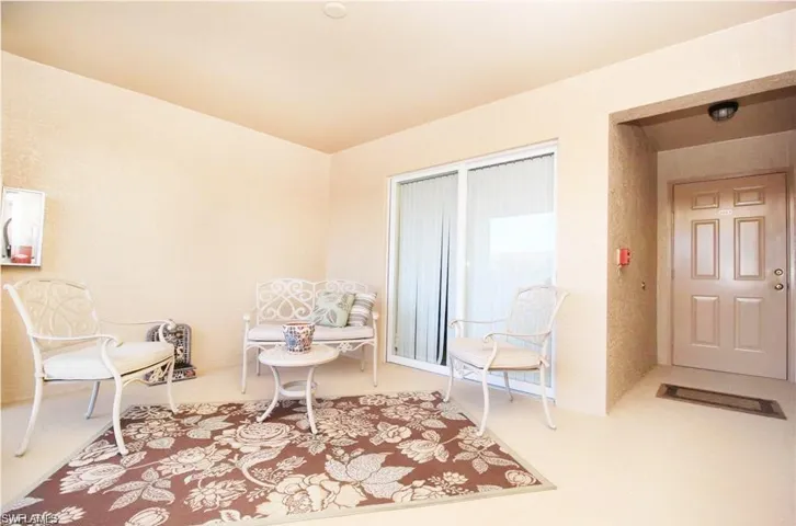 Living area with carpet