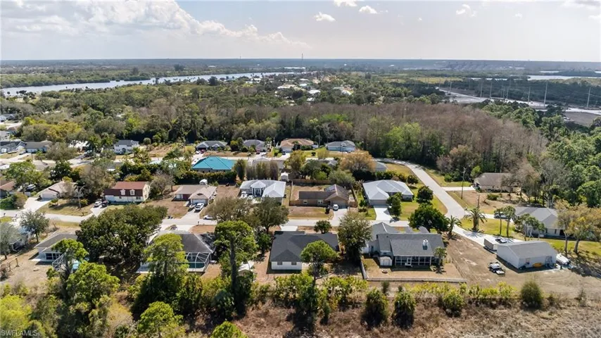 Aerial perspective of suburban area