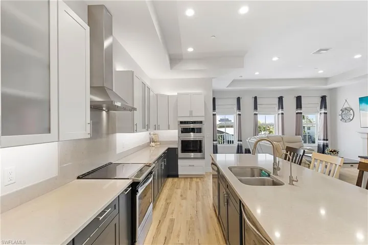 Plenty of counter space with a wall oven and a range