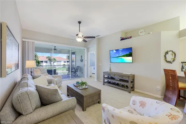 Beautiful water and fountain view from the open floor plan living room