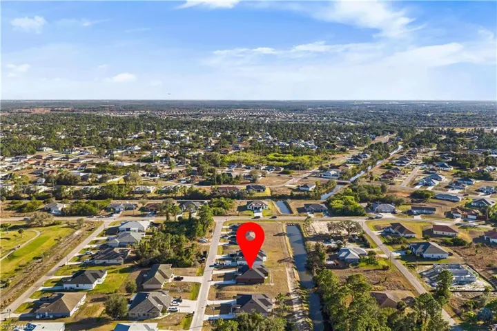 Aerial perspective of suburban area