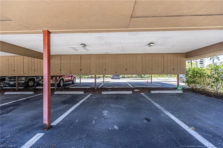 View of covered parking lot