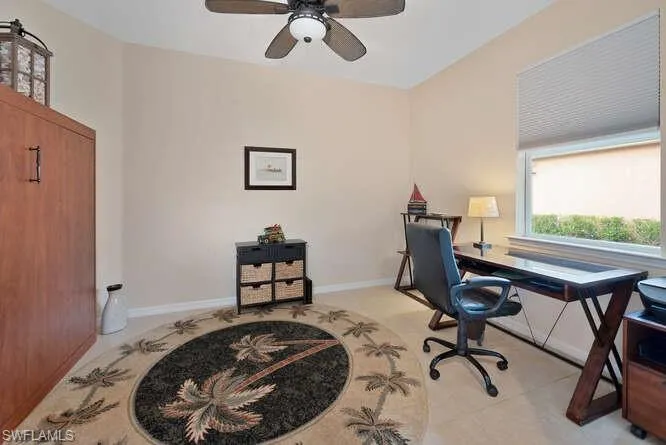 Office with ceiling fan