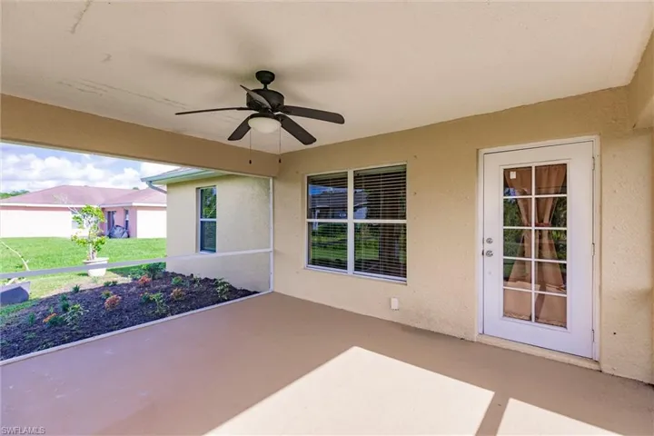 View of patio / terrace featuring ceiling fan