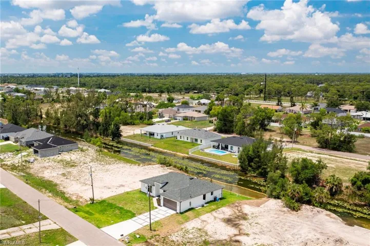 Aerial perspective of suburban area