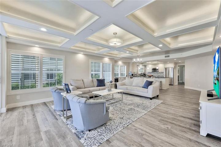 Gorgeous backlit coffered ceiling detail!
