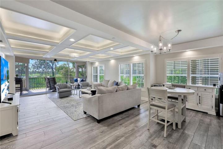Your living room is open to the dining and kitchen areas!