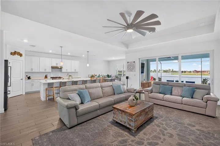 Living area open to the kitchen