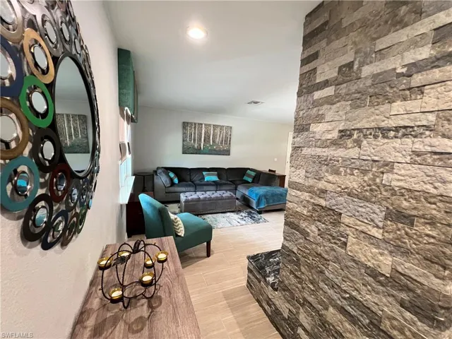 Living room featuring light wood-type flooring