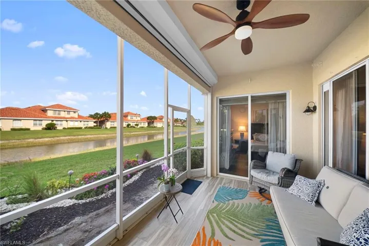 Screened lanai with water view