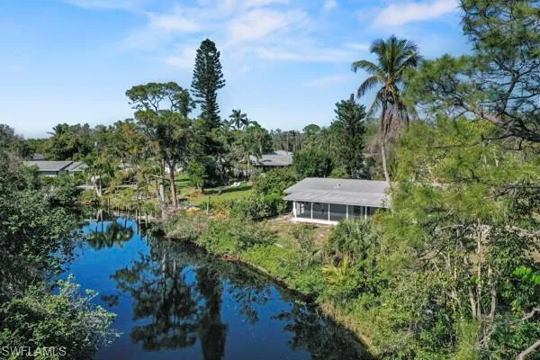 Aerial view featuring river view