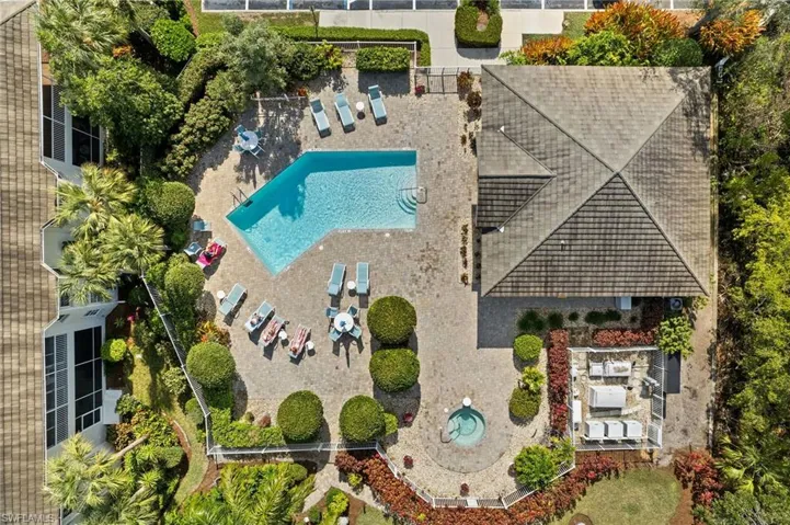 Aerial view of a pool