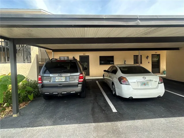 View of covered parking lot