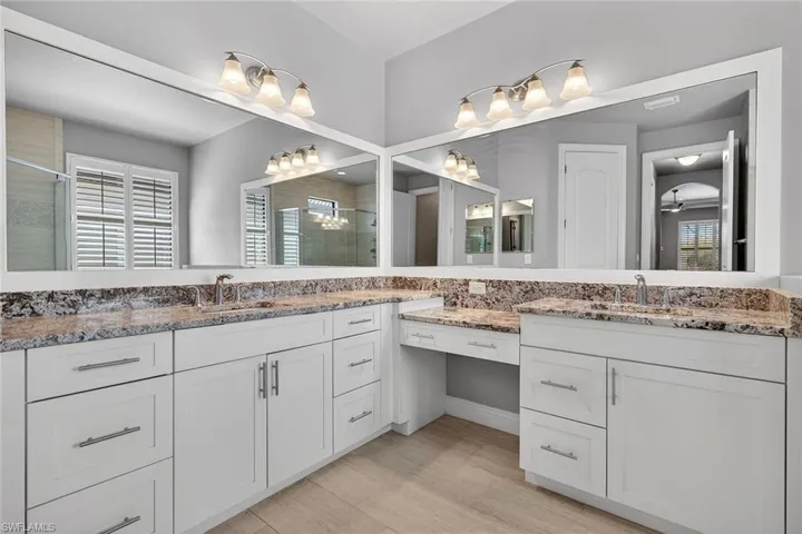 Primary Baths with dual sinks and dedicated vanity
