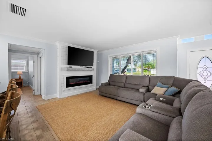 Living Room with Linear Electric Fireplace