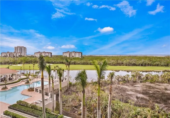 Water, pool, fountain & Golf course views from your balcony