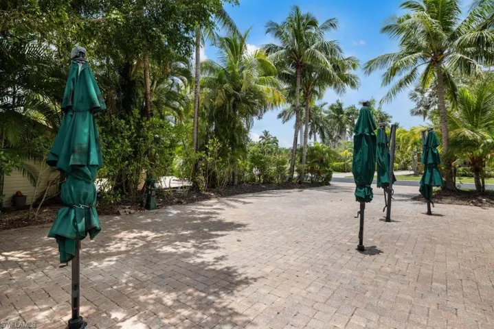 Coach pad, umbrella and patio area