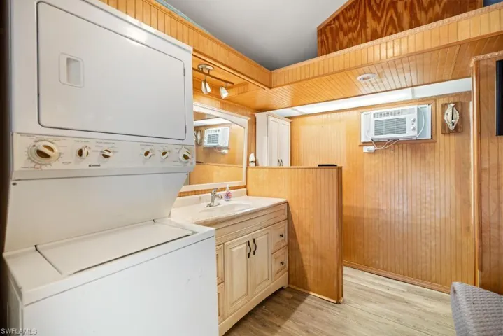 Cabana. Washer & Dryer, sink and bathroom