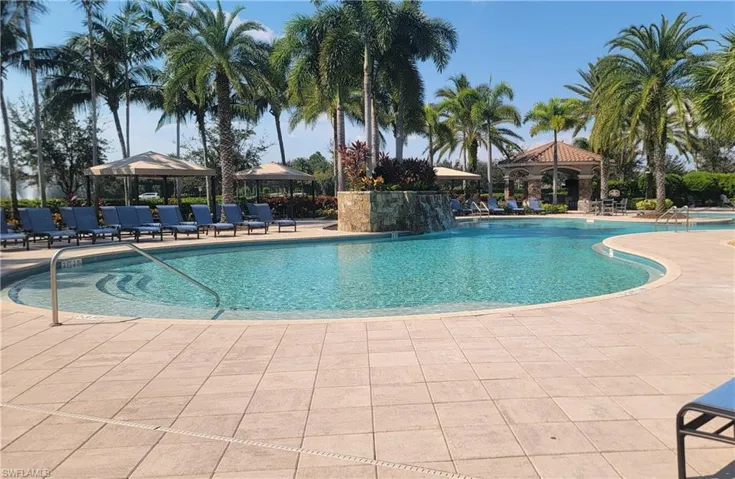 View of pool featuring a gazebo, a patio, and pool water feature