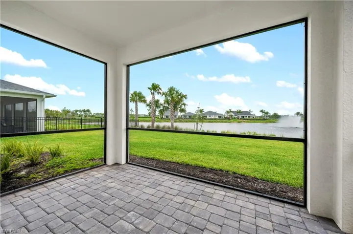 Enclosed patio with gorgeous view of lake