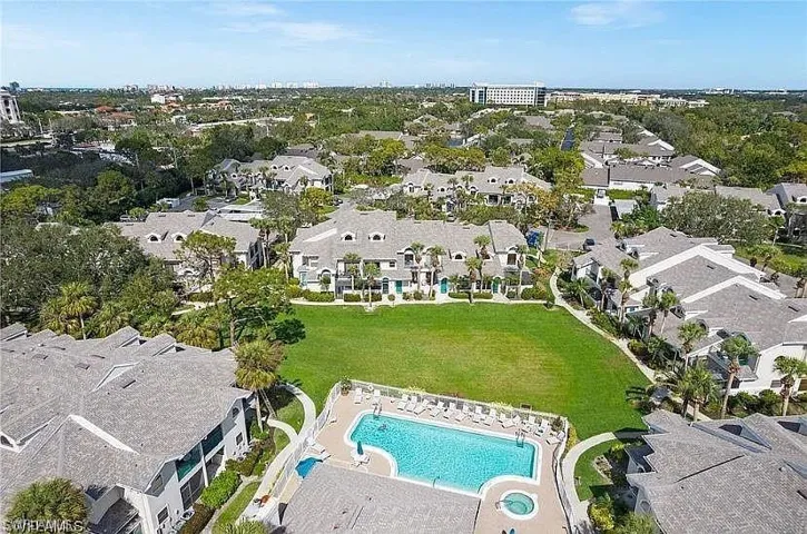 Bird's eye view featuring the community and pool