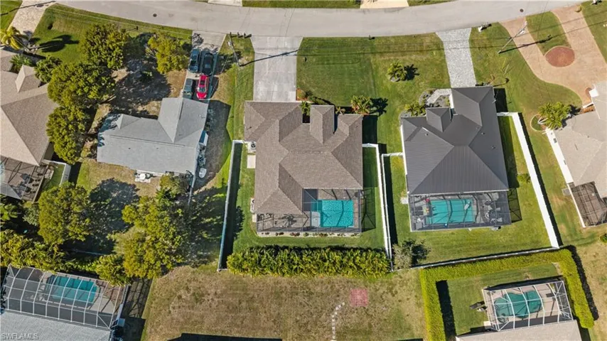 Aerial perspective of suburban area